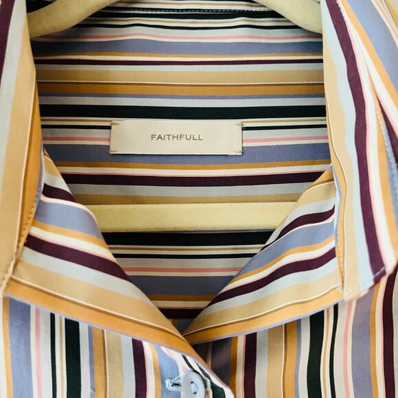 Faithfull The Brand Sz M Oversized Organic Cotton Striped Dress Shirt Blouse - Picture 5 of 12
